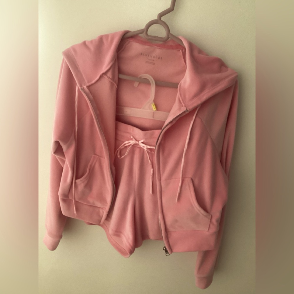 Pink Velour Short Set